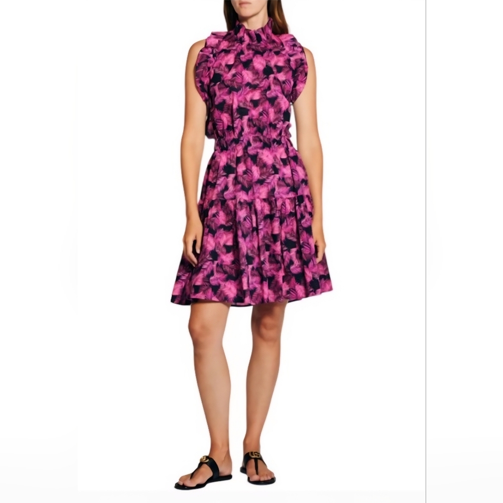 Secular‎ Luisa Dress Purple Floral Open Back Halter Style Cotton Knee Length XS